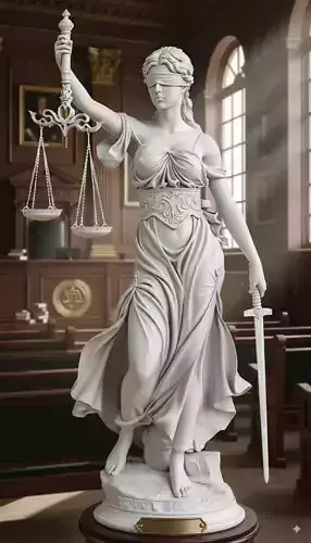 Lady Justice Statue Blindfolded Goddess with Scales Sword