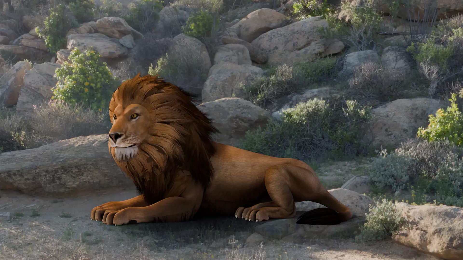 Realistic Animals Savannah - Lion Low-poly 3D model_4