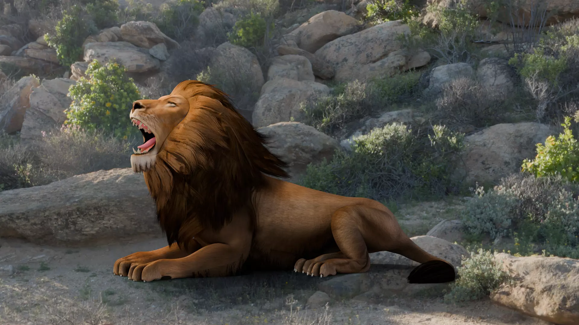 Realistic Animals Savannah - Lion Low-poly 3D model_3