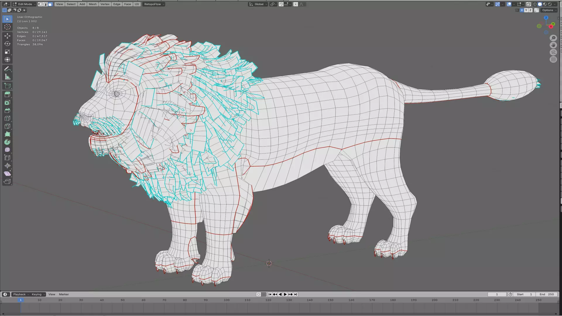 Realistic Animals Savannah - Lion Low-poly 3D model_12