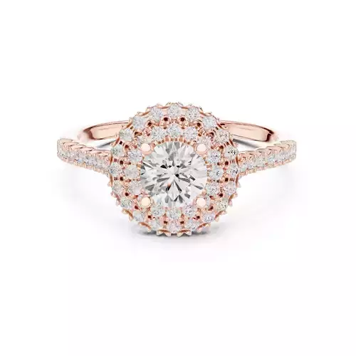 Round Cut Double Halo Diamond Wedding Ring 3DM STL Video