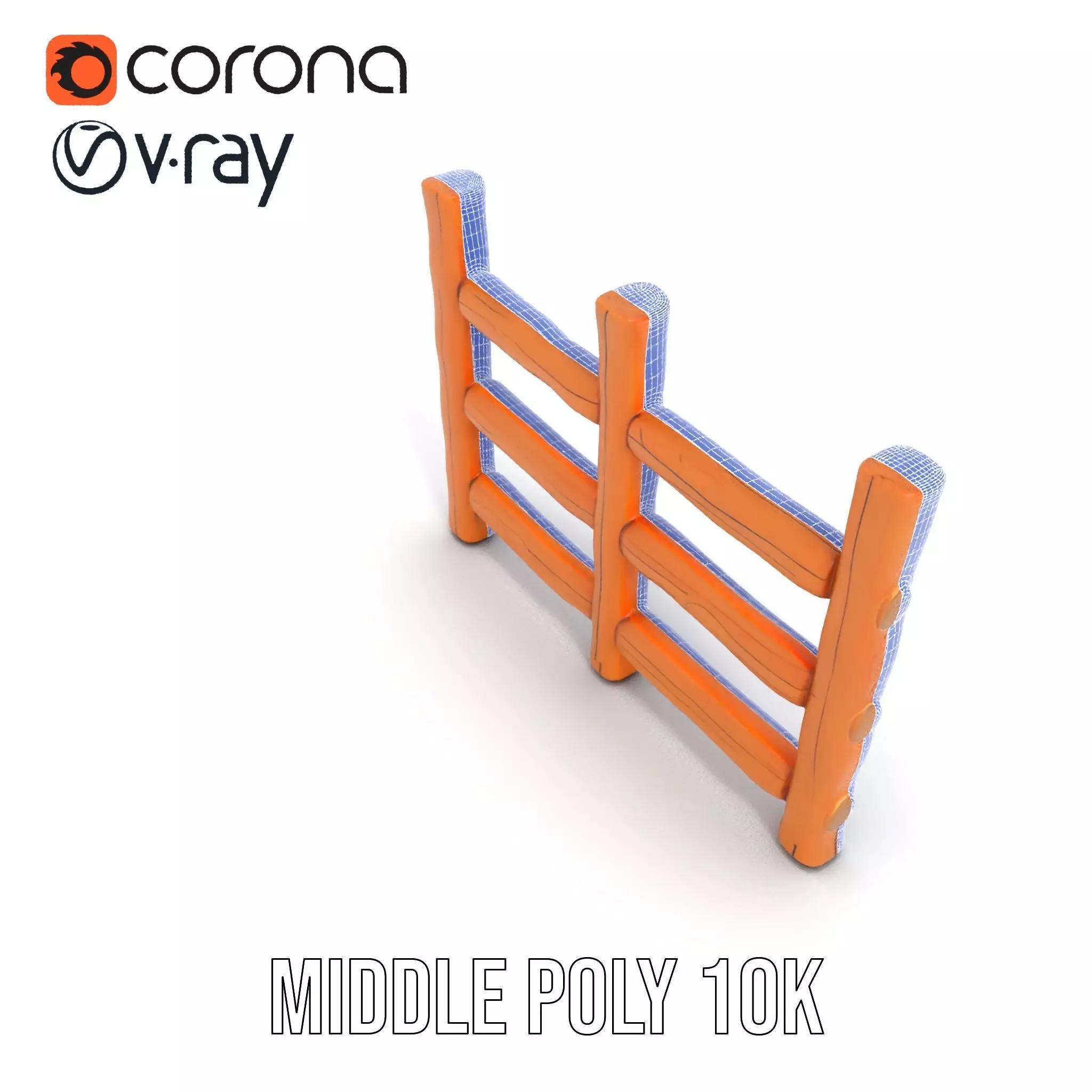 Rustic Wood Fence model pack Low-poly 3D model_22