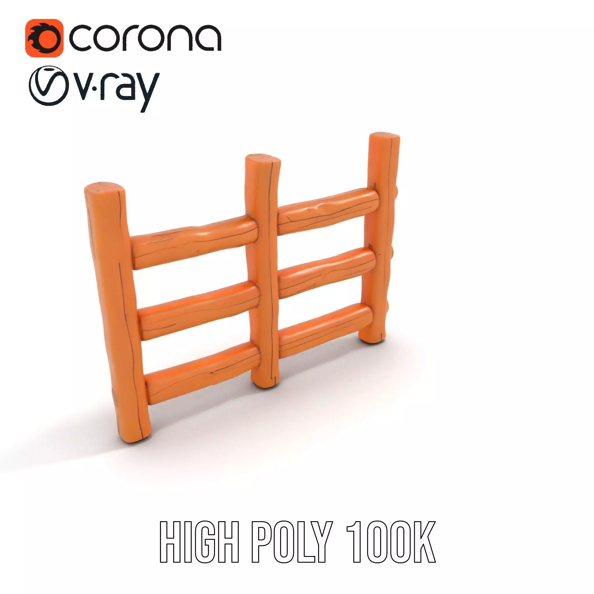 Rustic Wood Fence model pack Low-poly 3D model_24