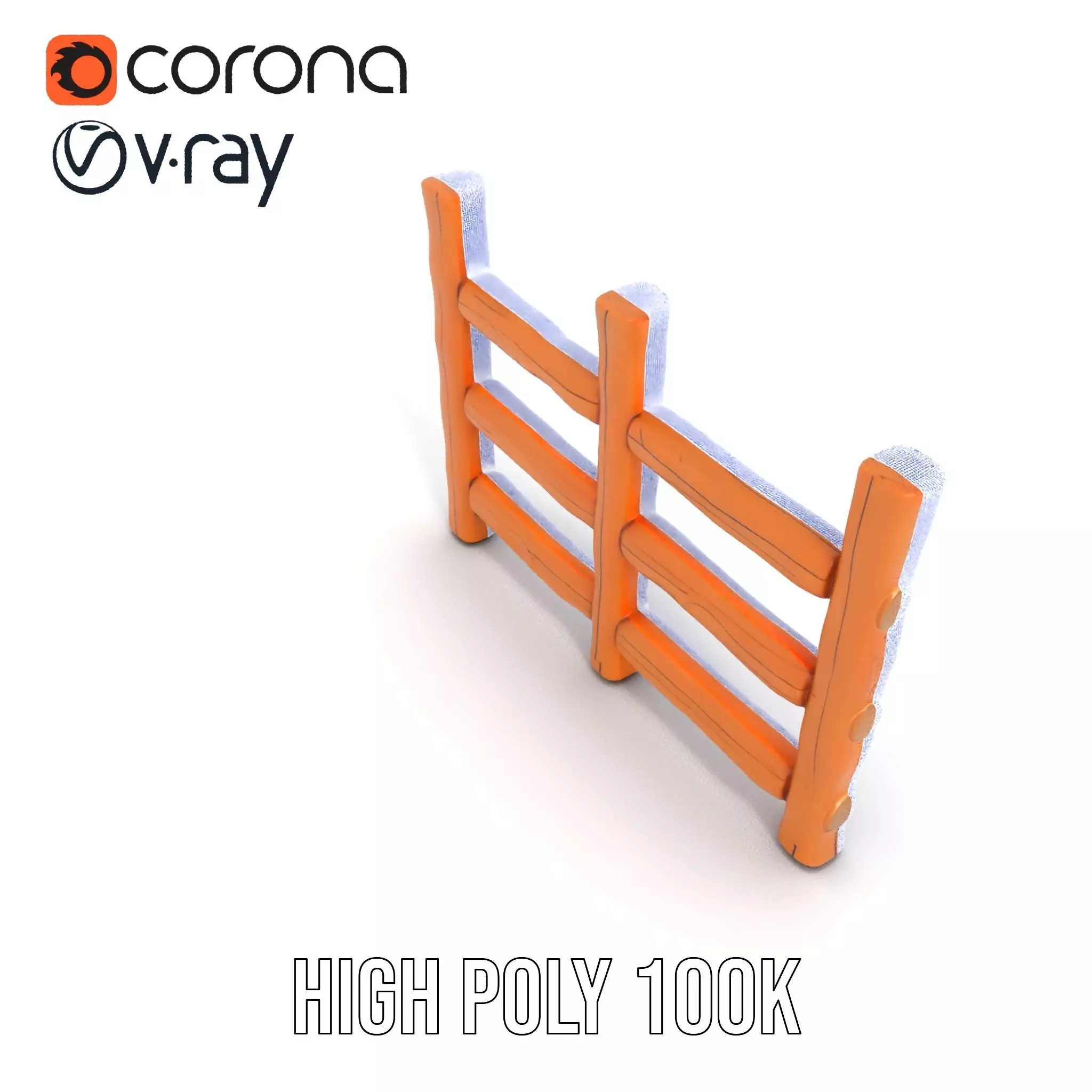Rustic Wood Fence model pack Low-poly 3D model_33