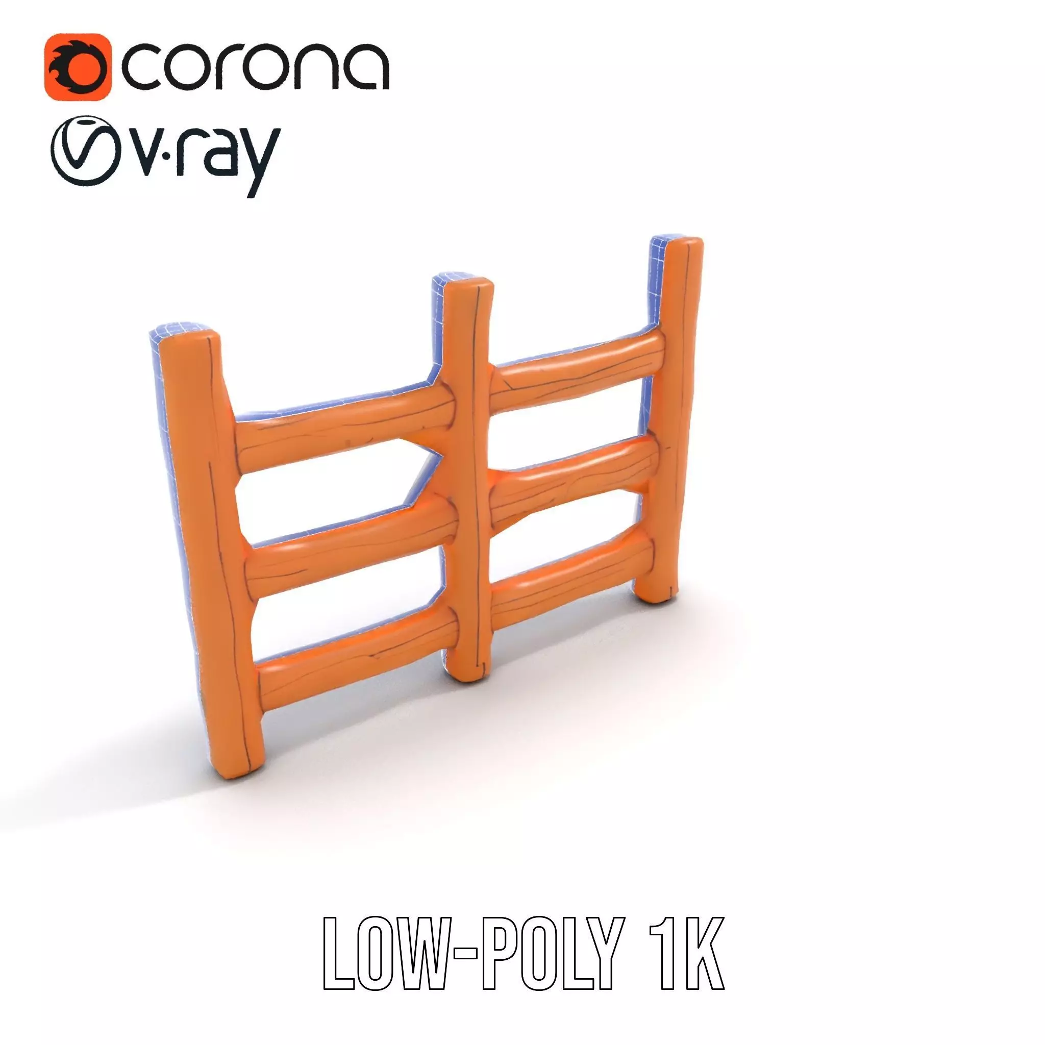 Rustic Wood Fence model pack Low-poly 3D model_13