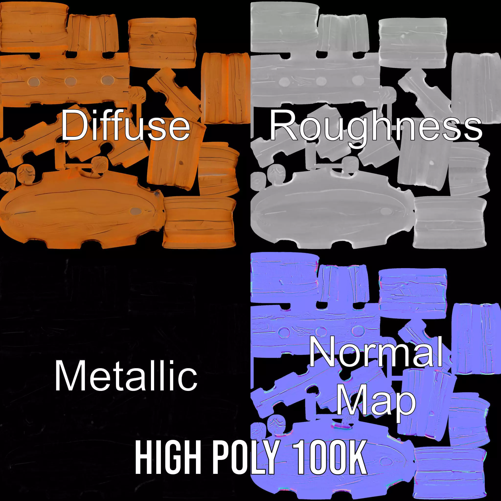 Rustic Wood Fence model pack Low-poly 3D model_4