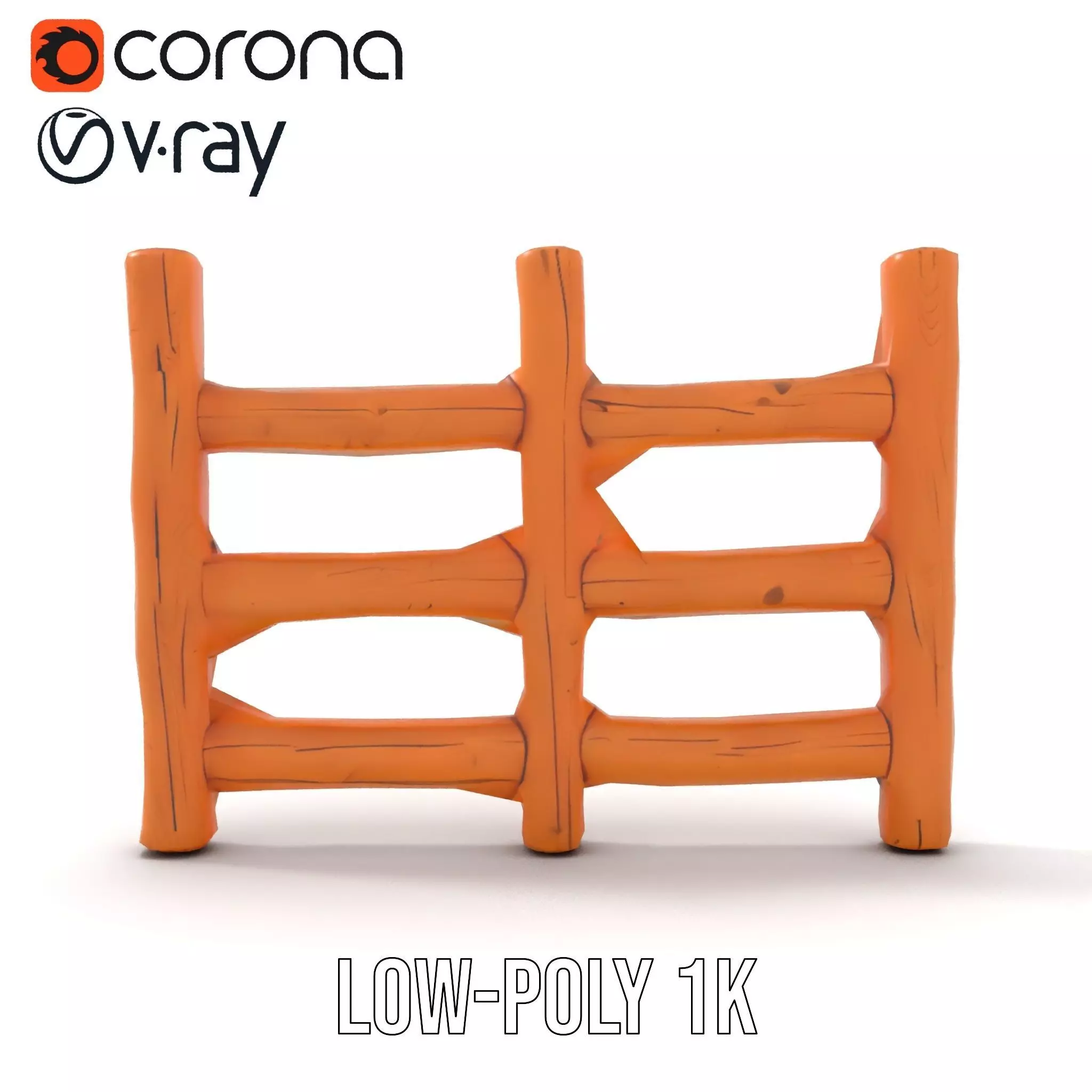 Rustic Wood Fence model pack Low-poly 3D model_20