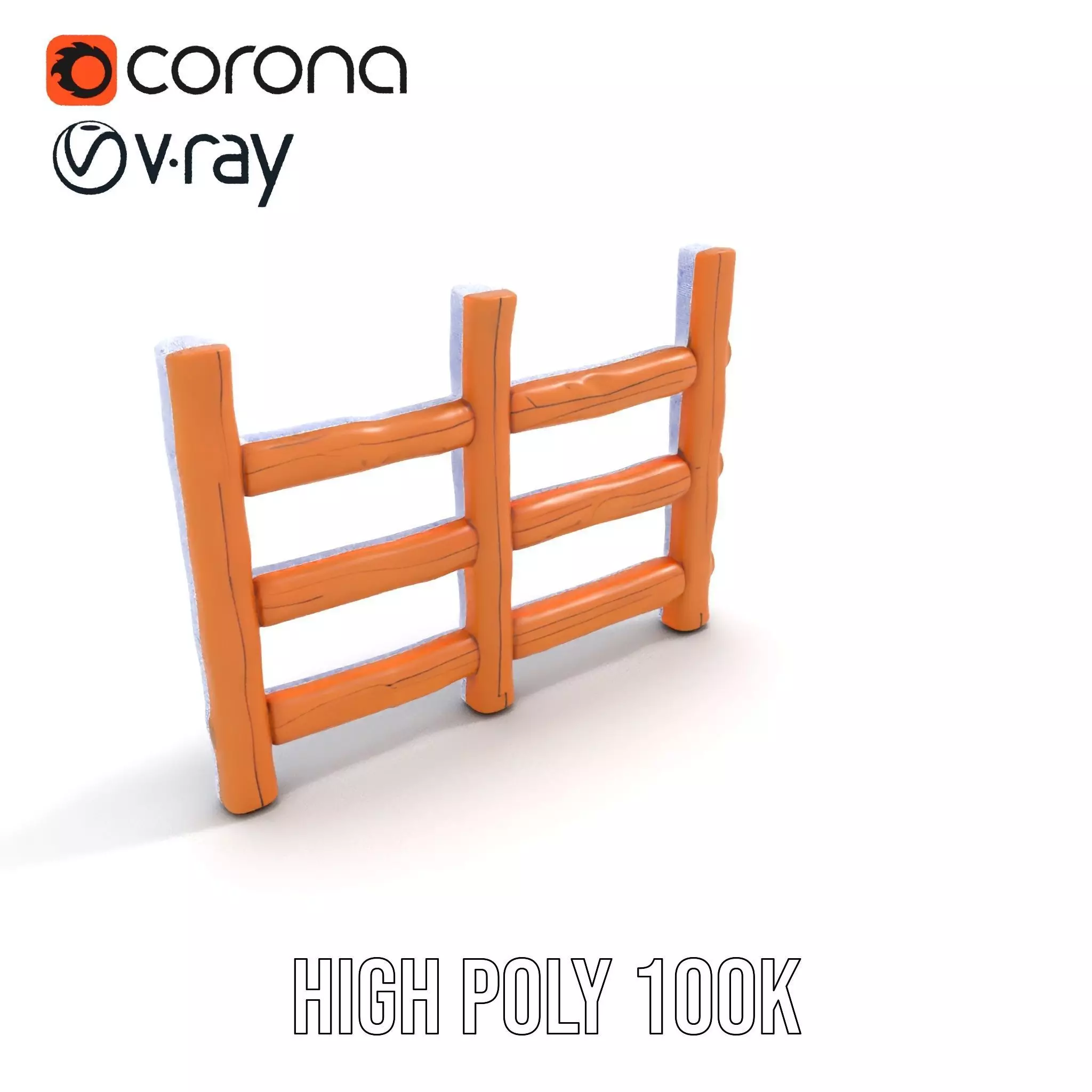 Rustic Wood Fence model pack Low-poly 3D model_32