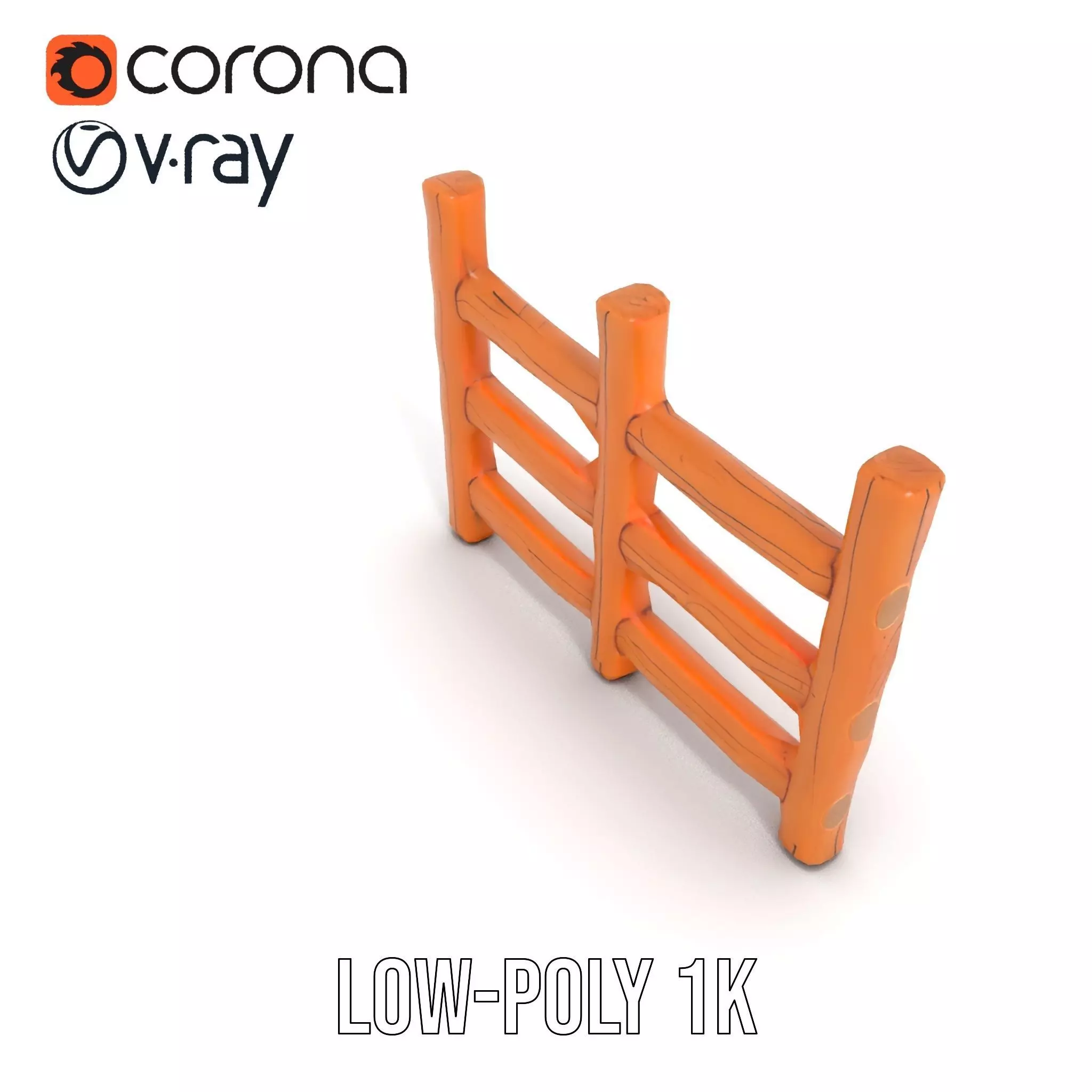 Rustic Wood Fence model pack Low-poly 3D model_29