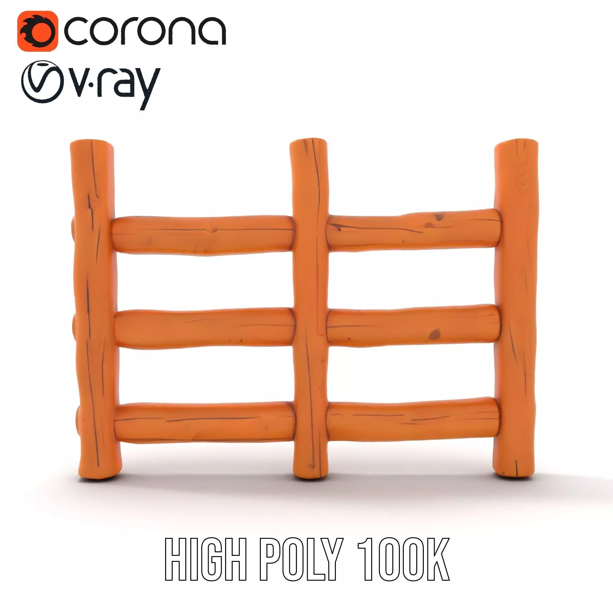 Rustic Wood Fence model pack Low-poly 3D model_21
