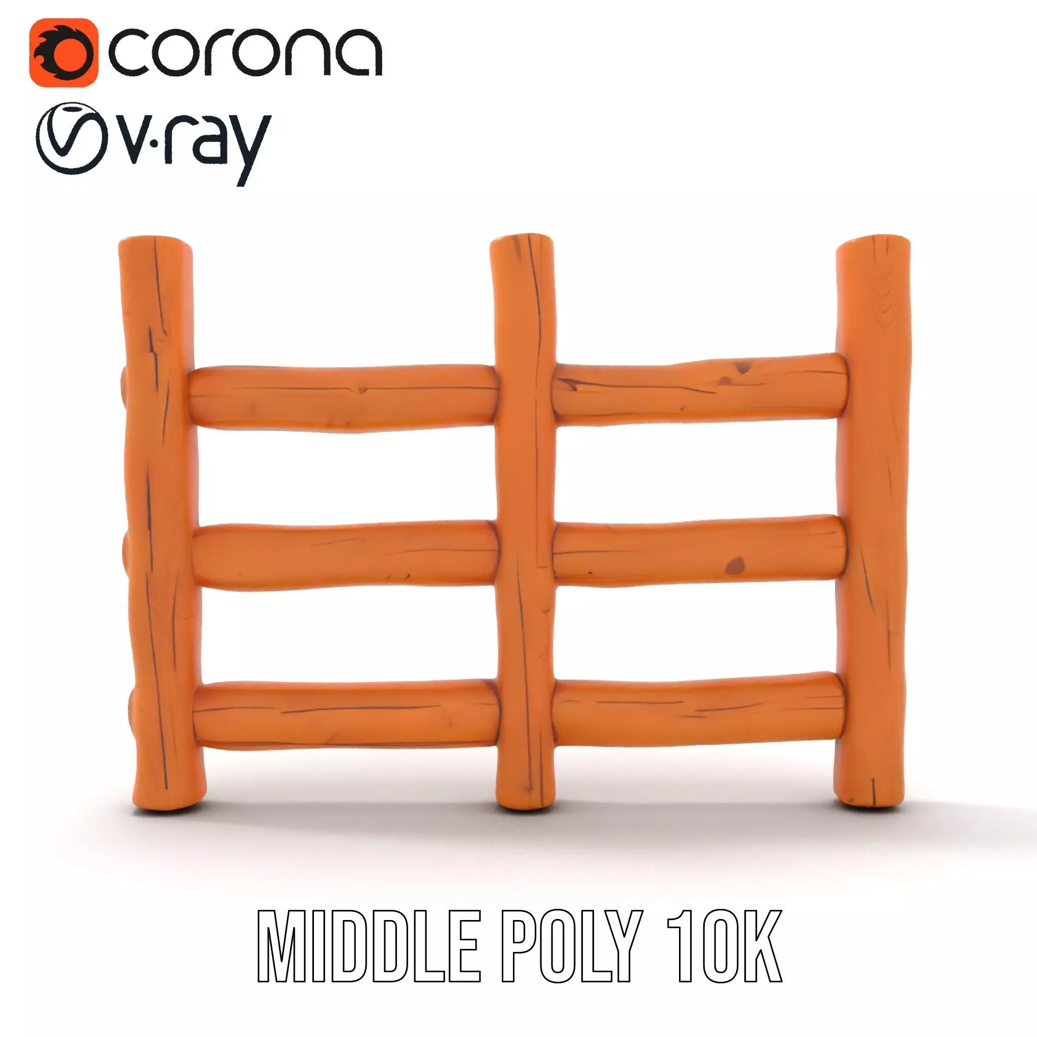 Rustic Wood Fence model pack Low-poly 3D model_12