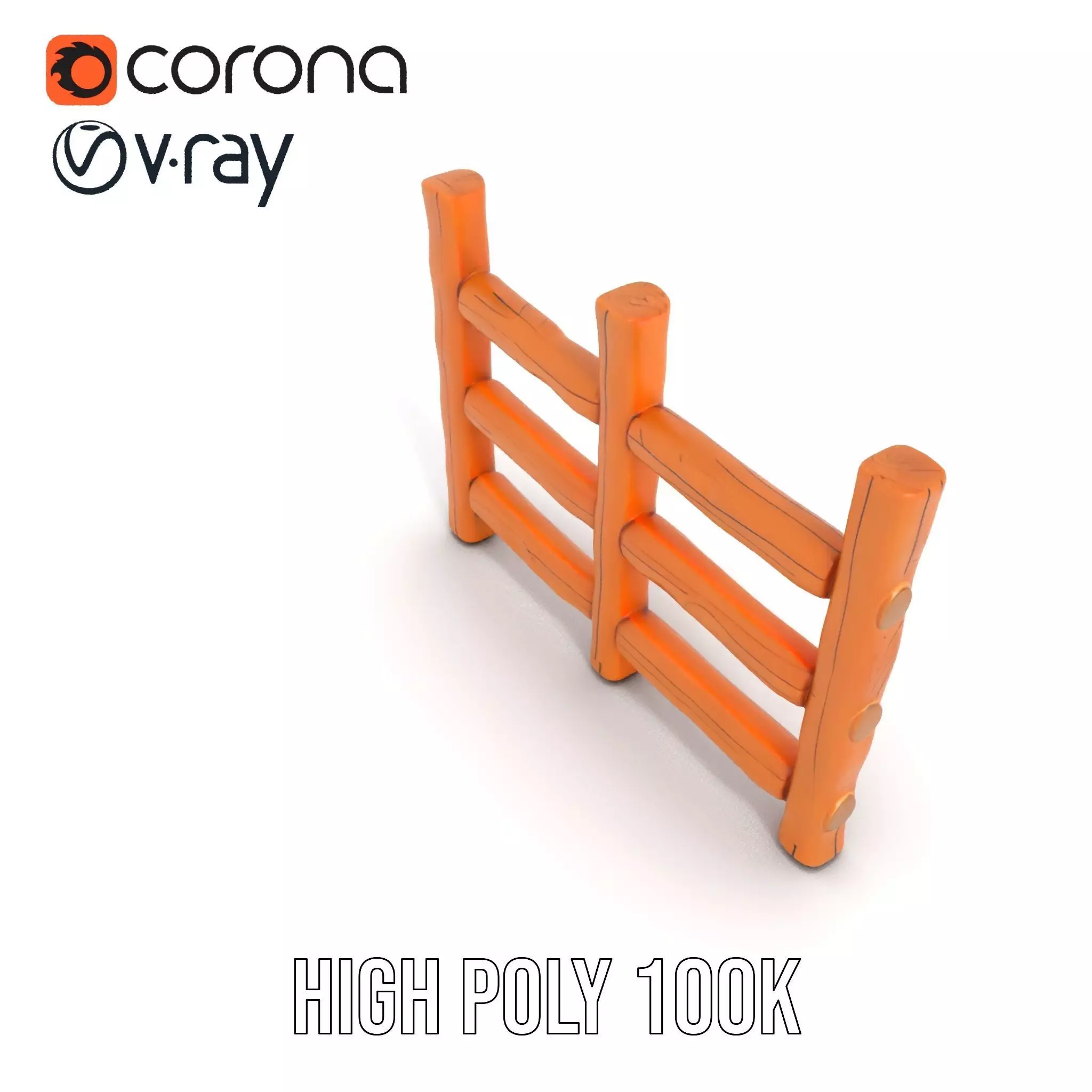 Rustic Wood Fence model pack Low-poly 3D model_16