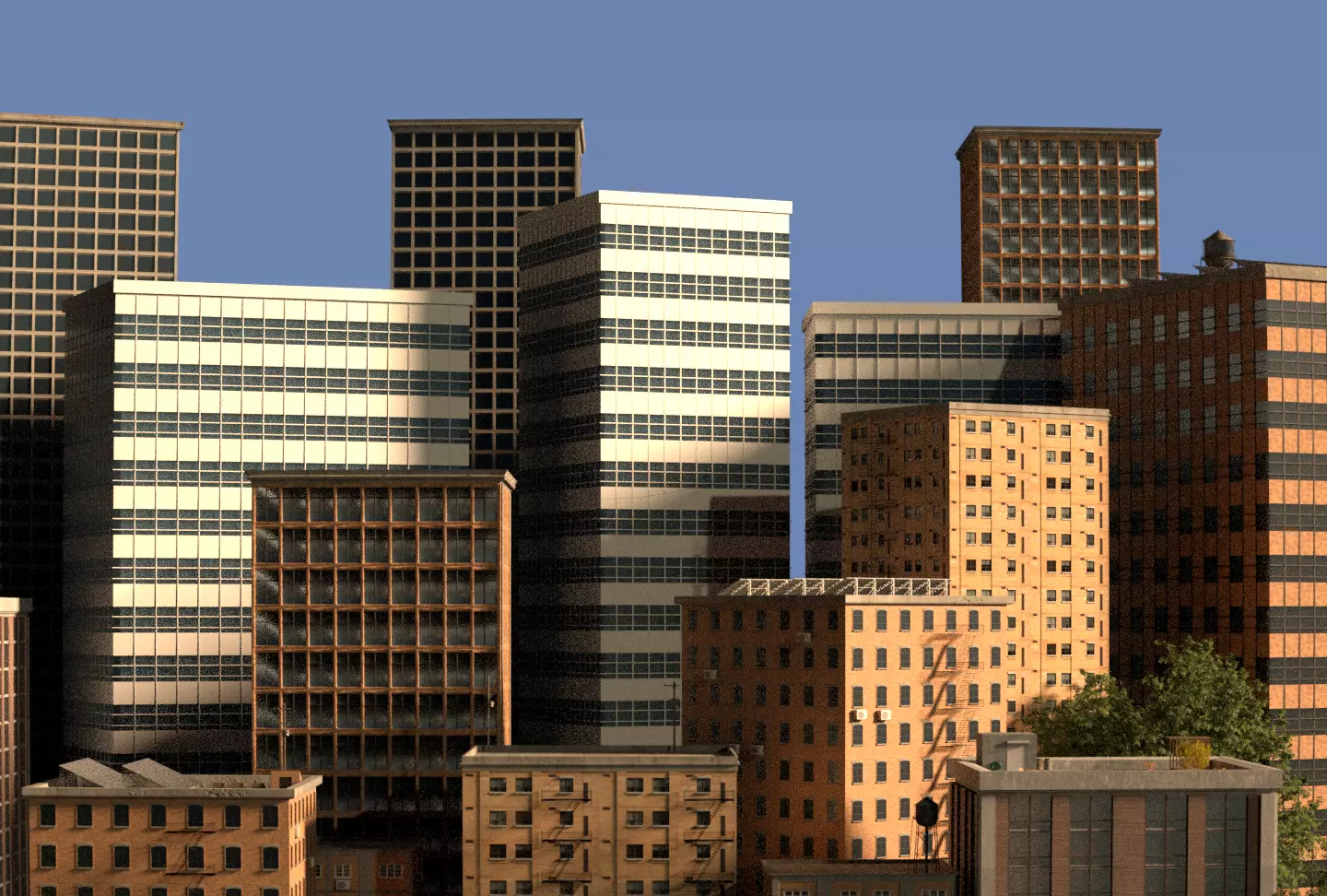 Simple City Buildings Model Pack Free 3D model