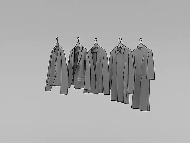 Clothes coat hanging on hanger 3D model
