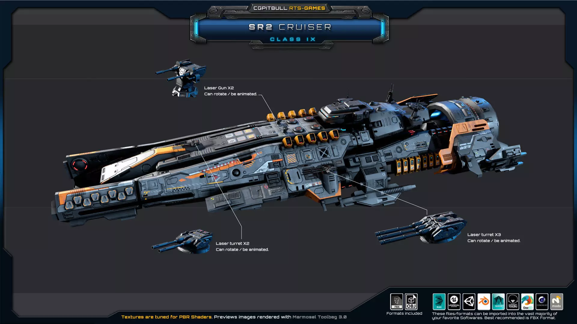 SR - Starships PACK Low-poly 3D model_3