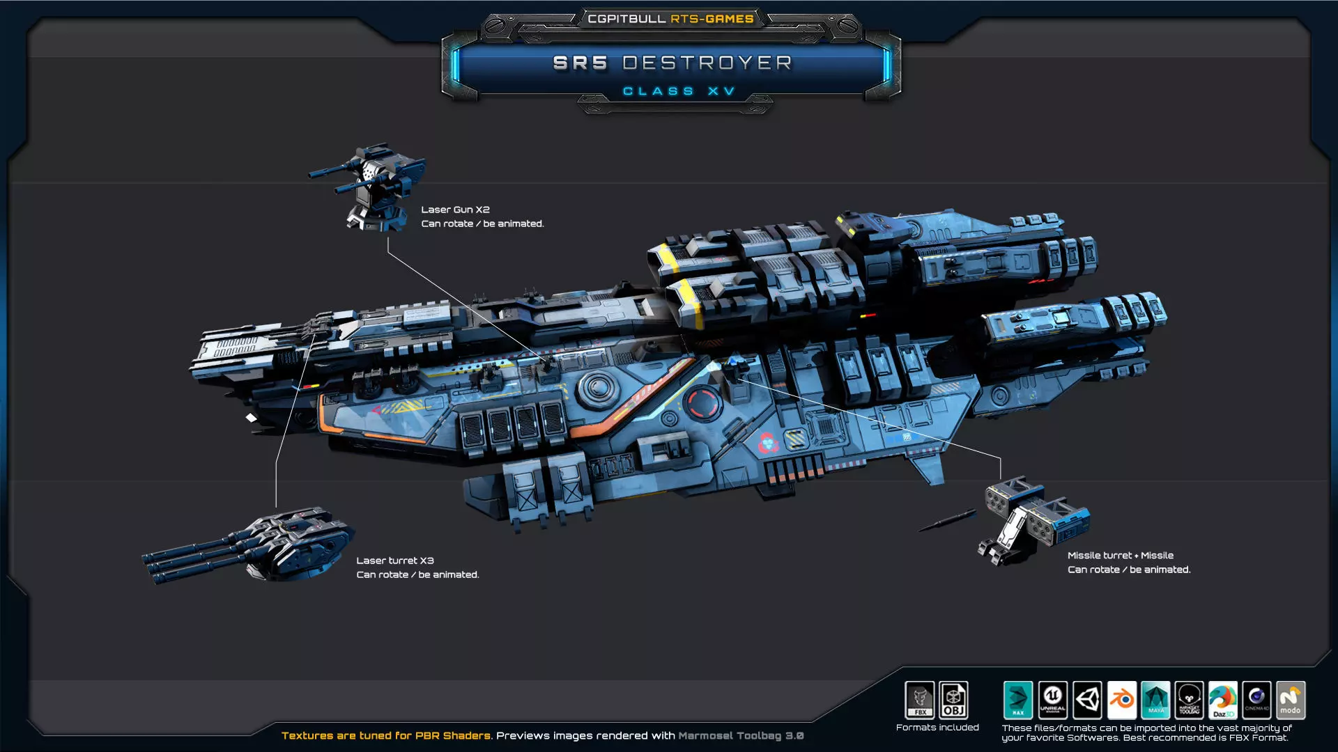 SR - Starships PACK Low-poly 3D model_27