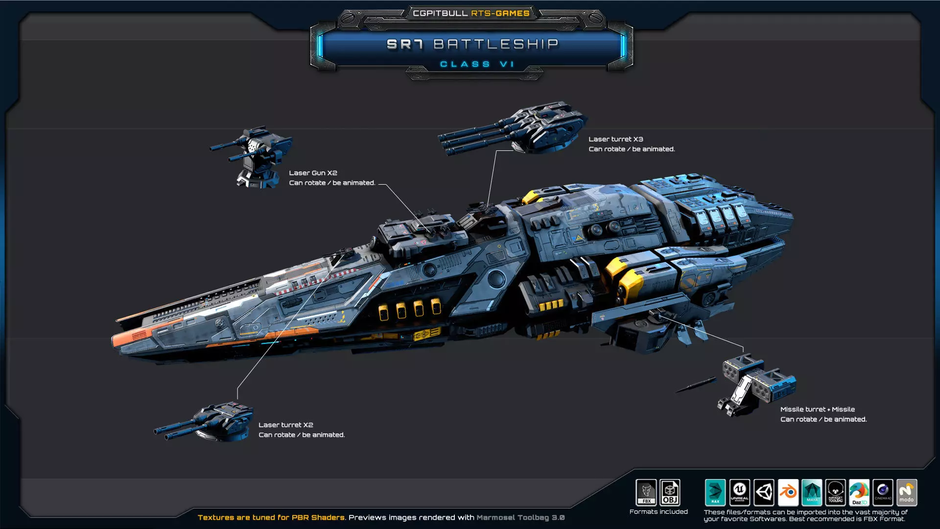 SR - Starships PACK Low-poly 3D model_42