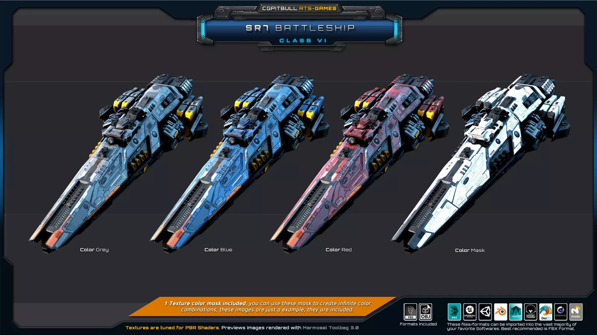 SR - Starships PACK Low-poly 3D model_47