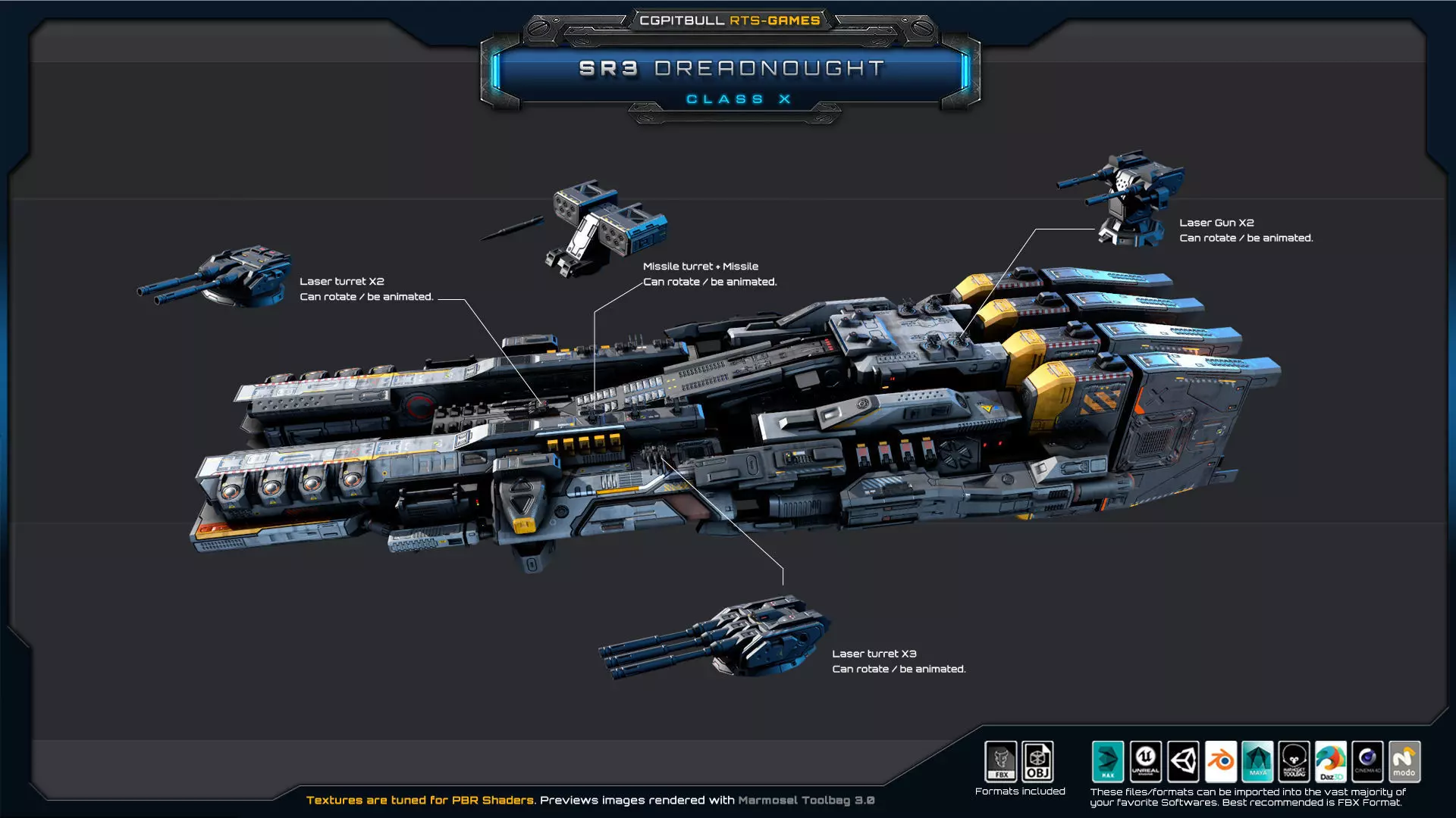 SR - Starships PACK Low-poly 3D model_11