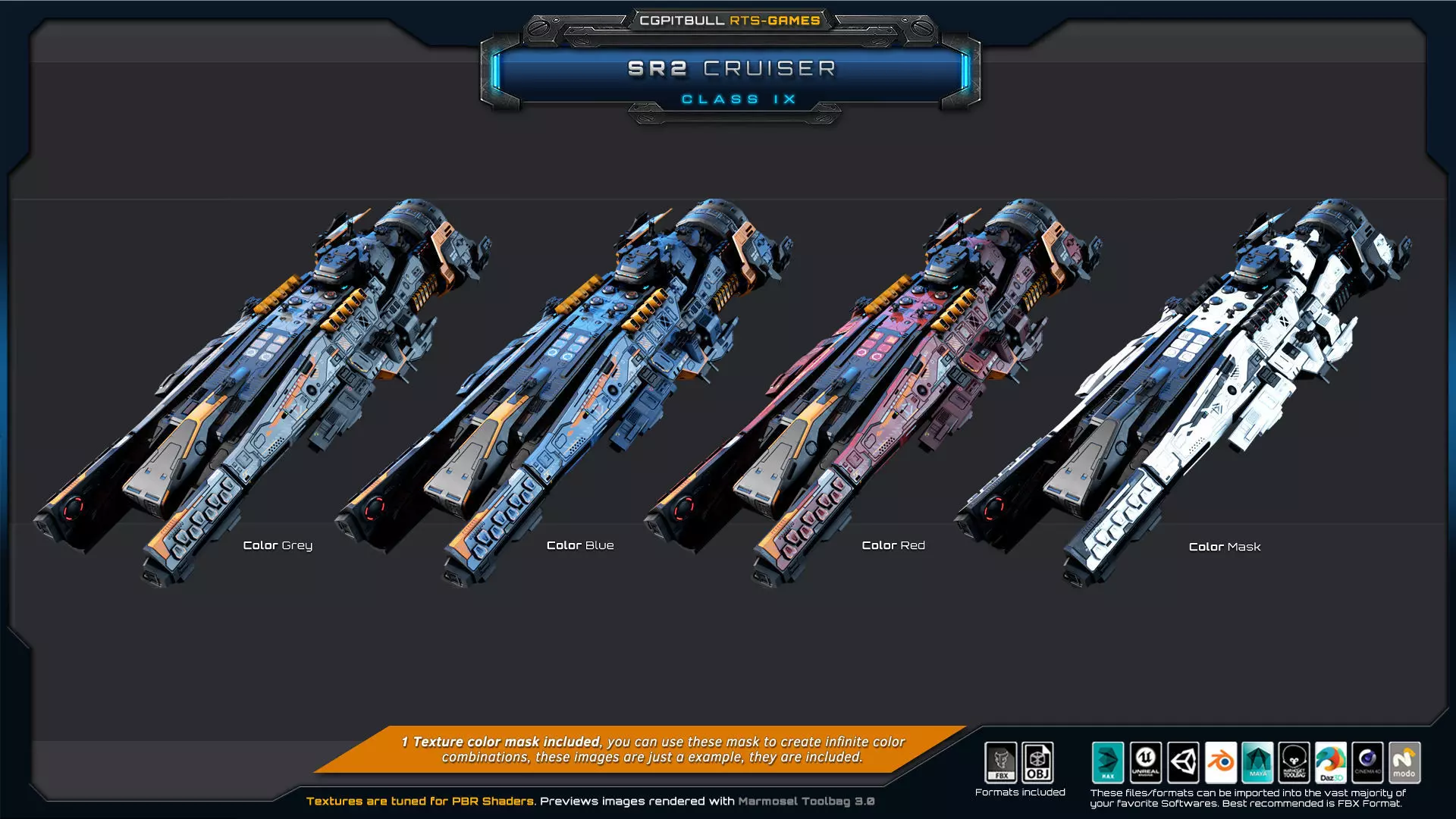 SR - Starships PACK Low-poly 3D model_8