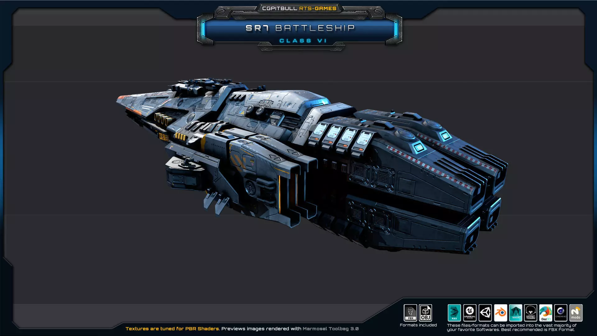 SR - Starships PACK Low-poly 3D model_46