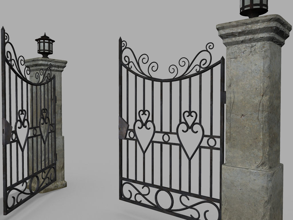 Driveway Gate Old Free low-poly 3D model_3