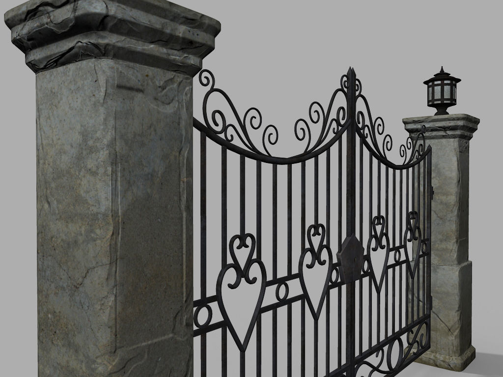 Driveway Gate Old Free low-poly 3D model_5