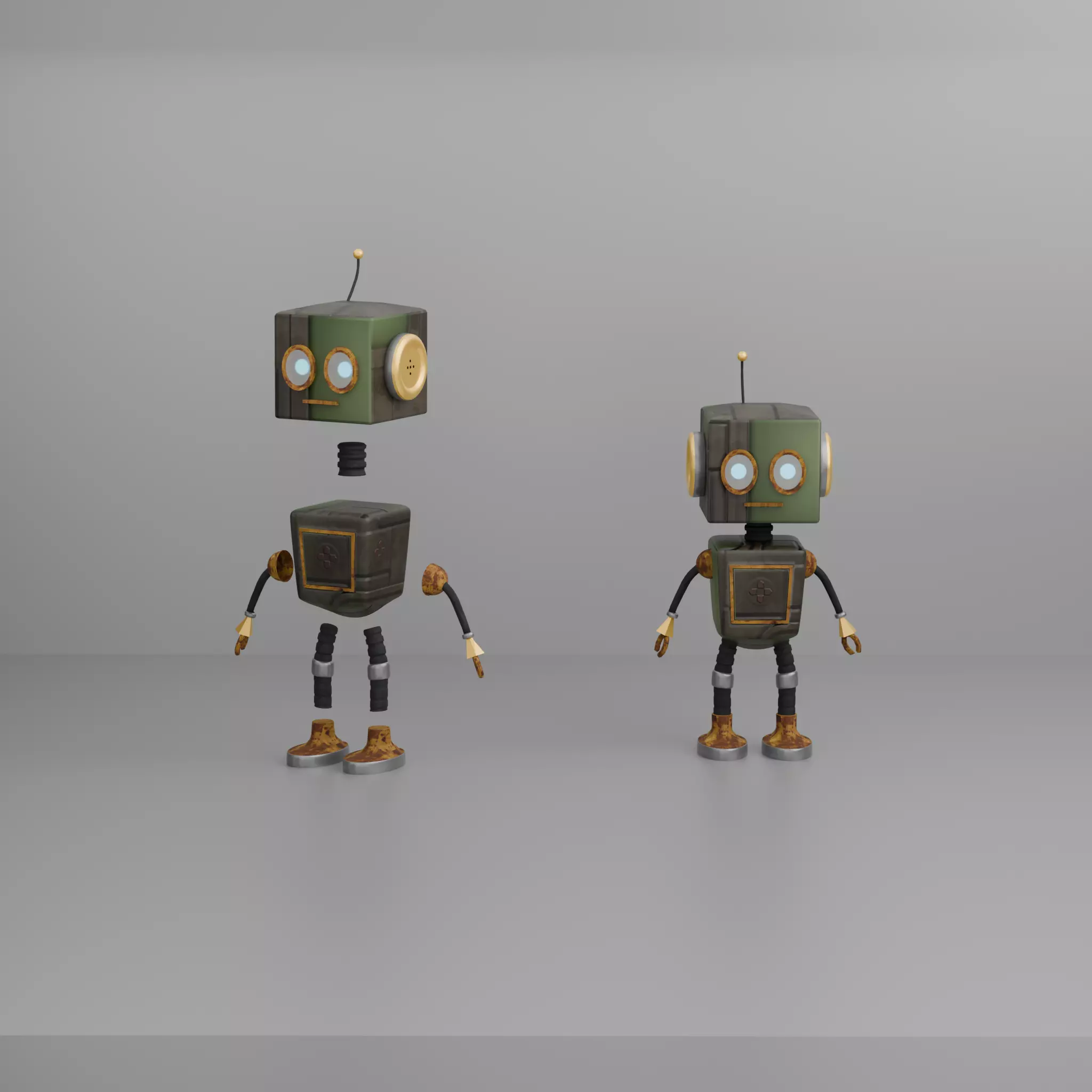 Low Poly Robot Character Model Game Ready and  Rig Ready Low-poly 3D model_6