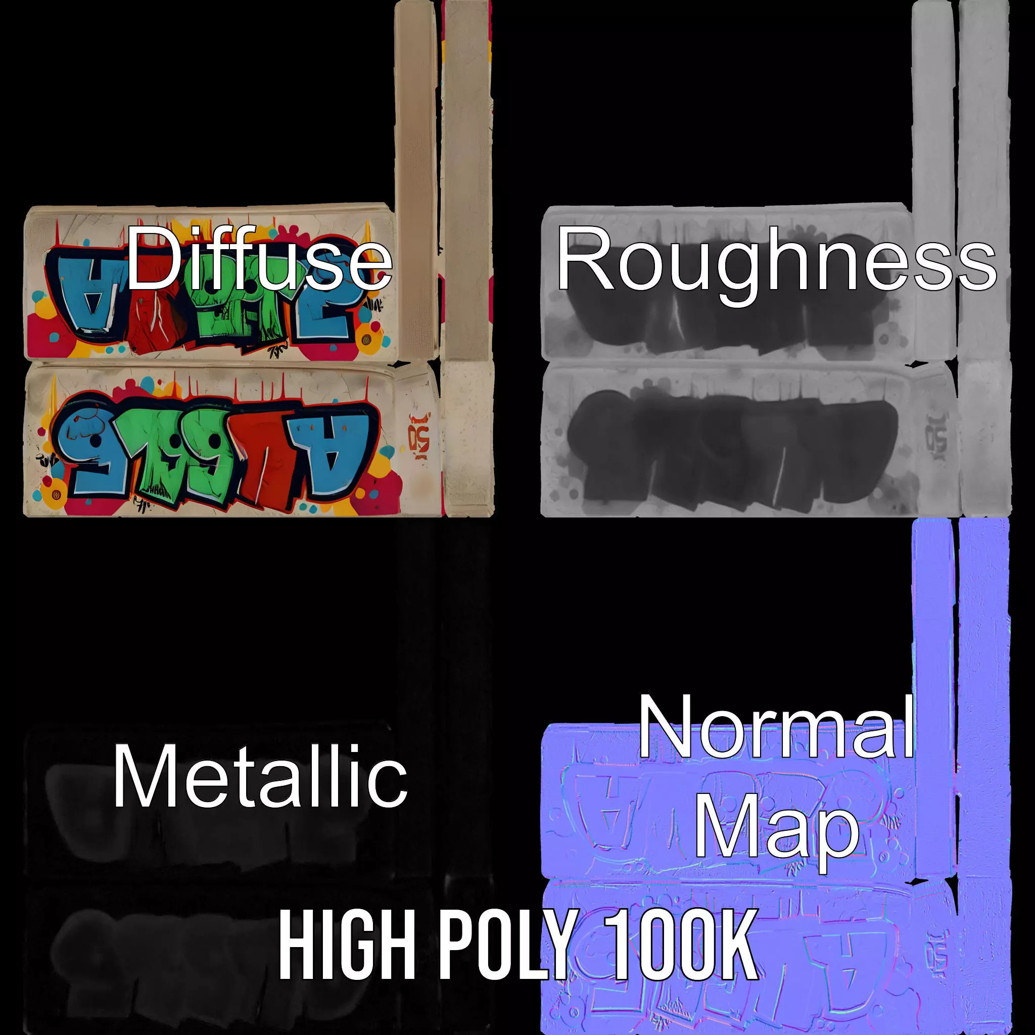 Vibrant Graffiti Block model pack Texture_4