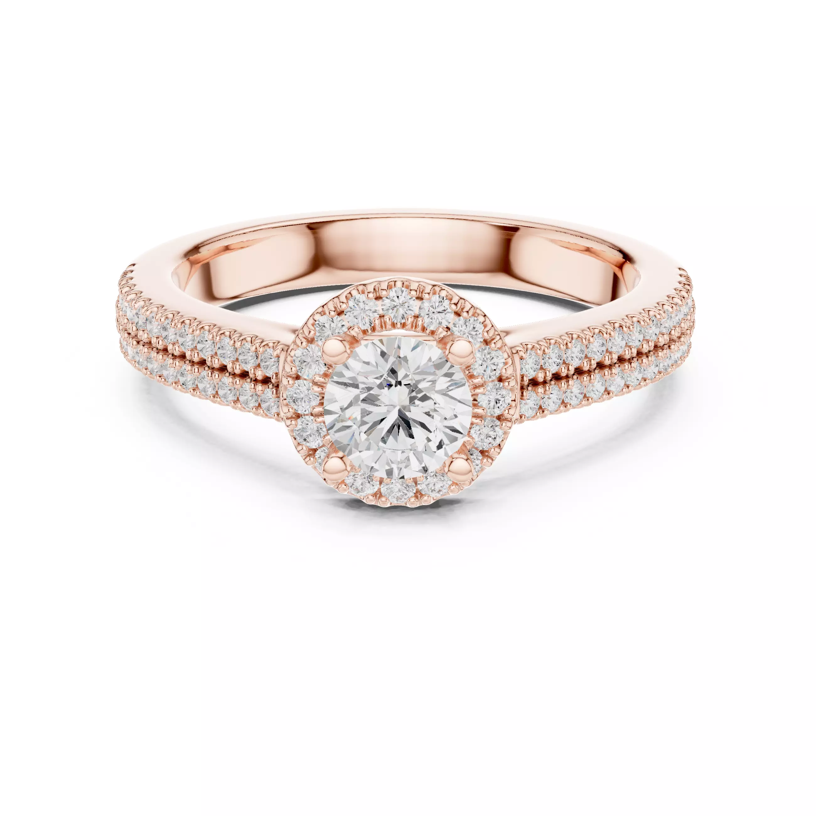 Double Round Cut Diamond Line Shank Wedding Ring 3DM STL Video 3D print model
