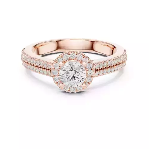 Double Round Cut Diamond Line Shank Wedding Ring 3DM STL Video