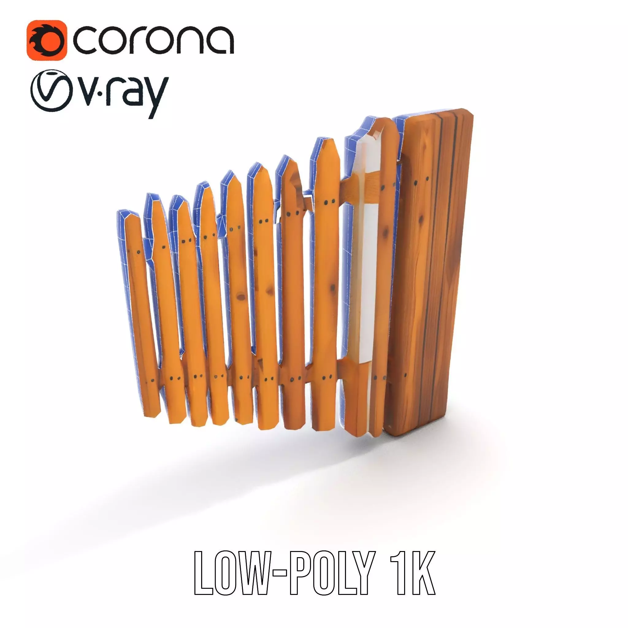 Classic Wooden Fence model pack Low-poly 3D model_14