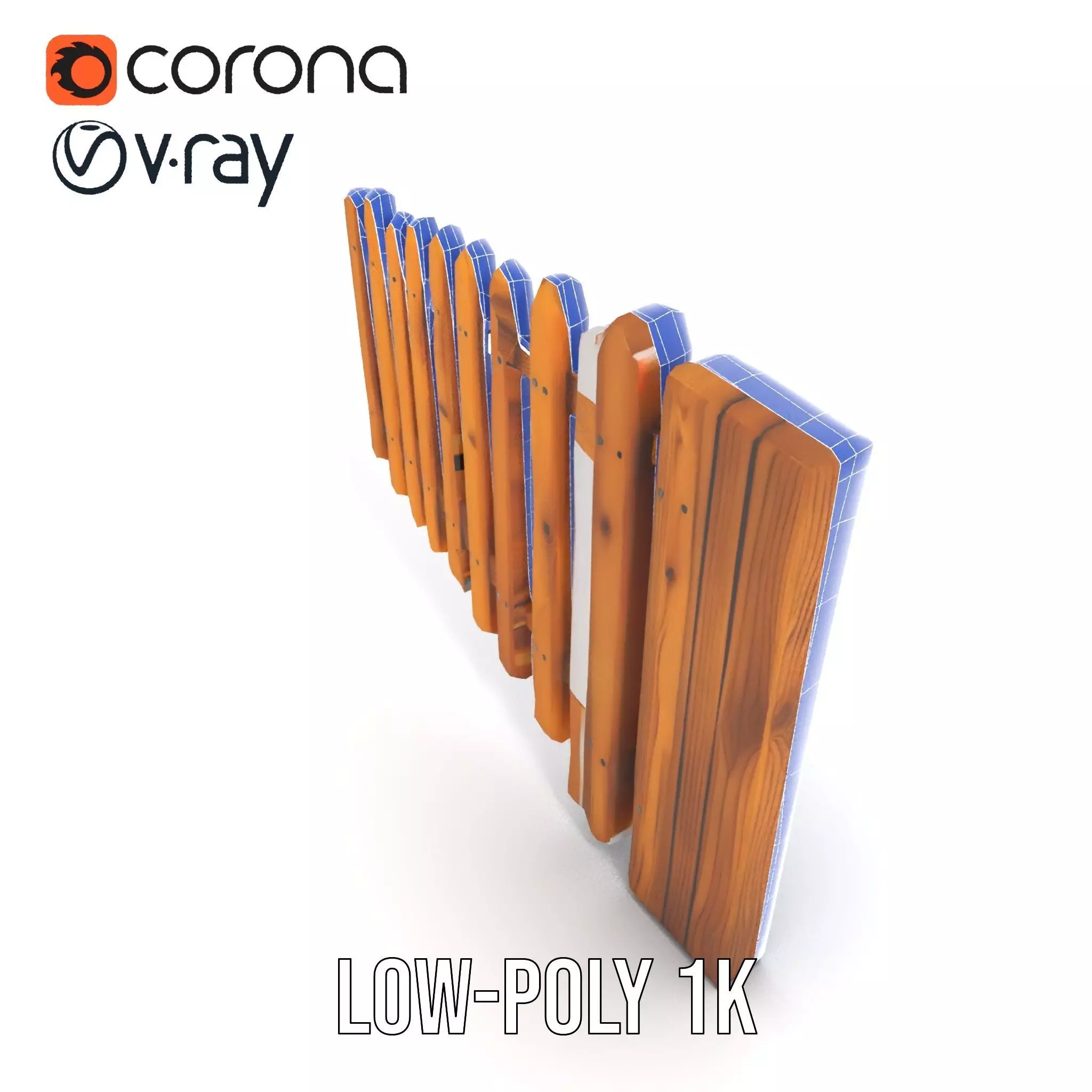 Classic Wooden Fence model pack Low-poly 3D model_28