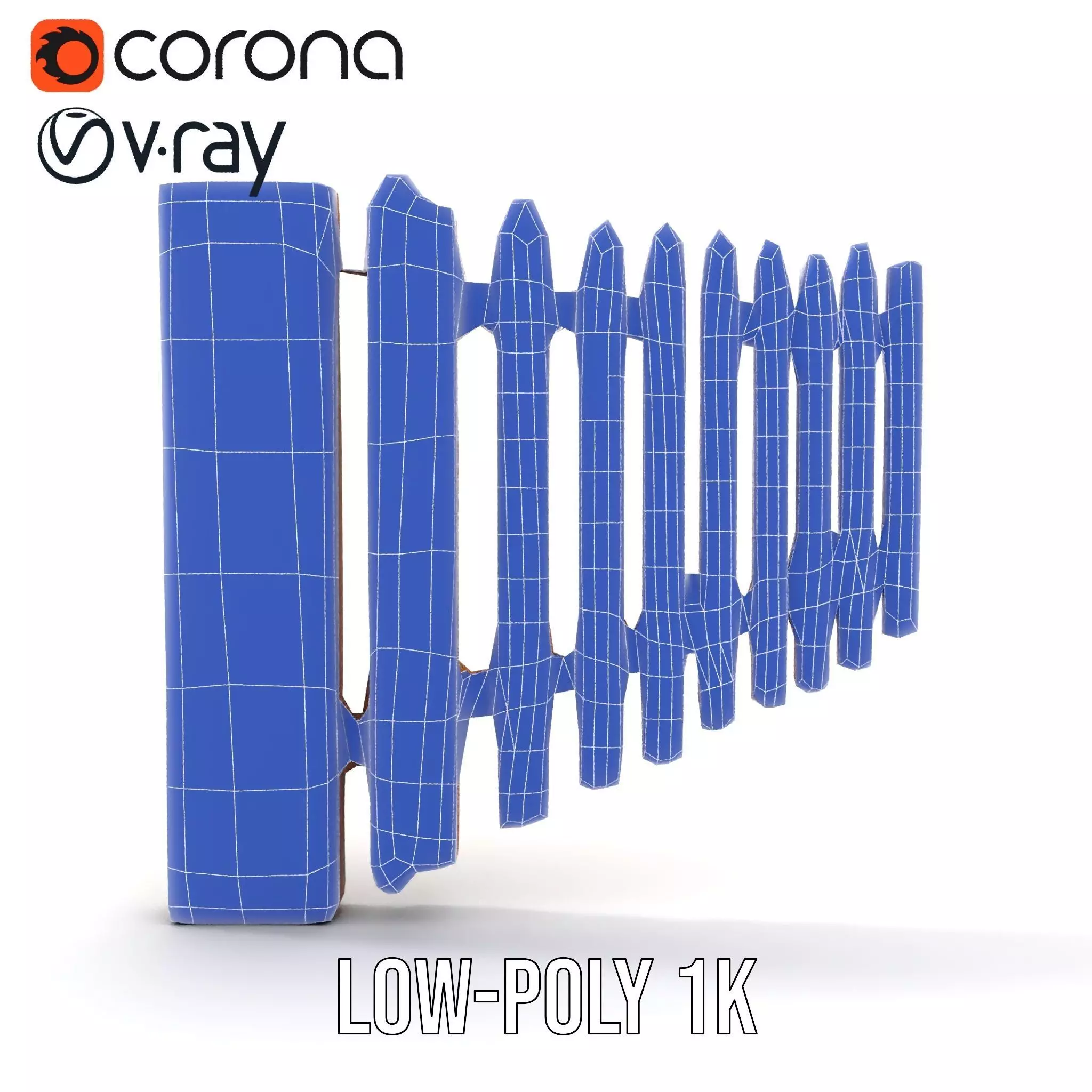 Classic Wooden Fence model pack Low-poly 3D model_31