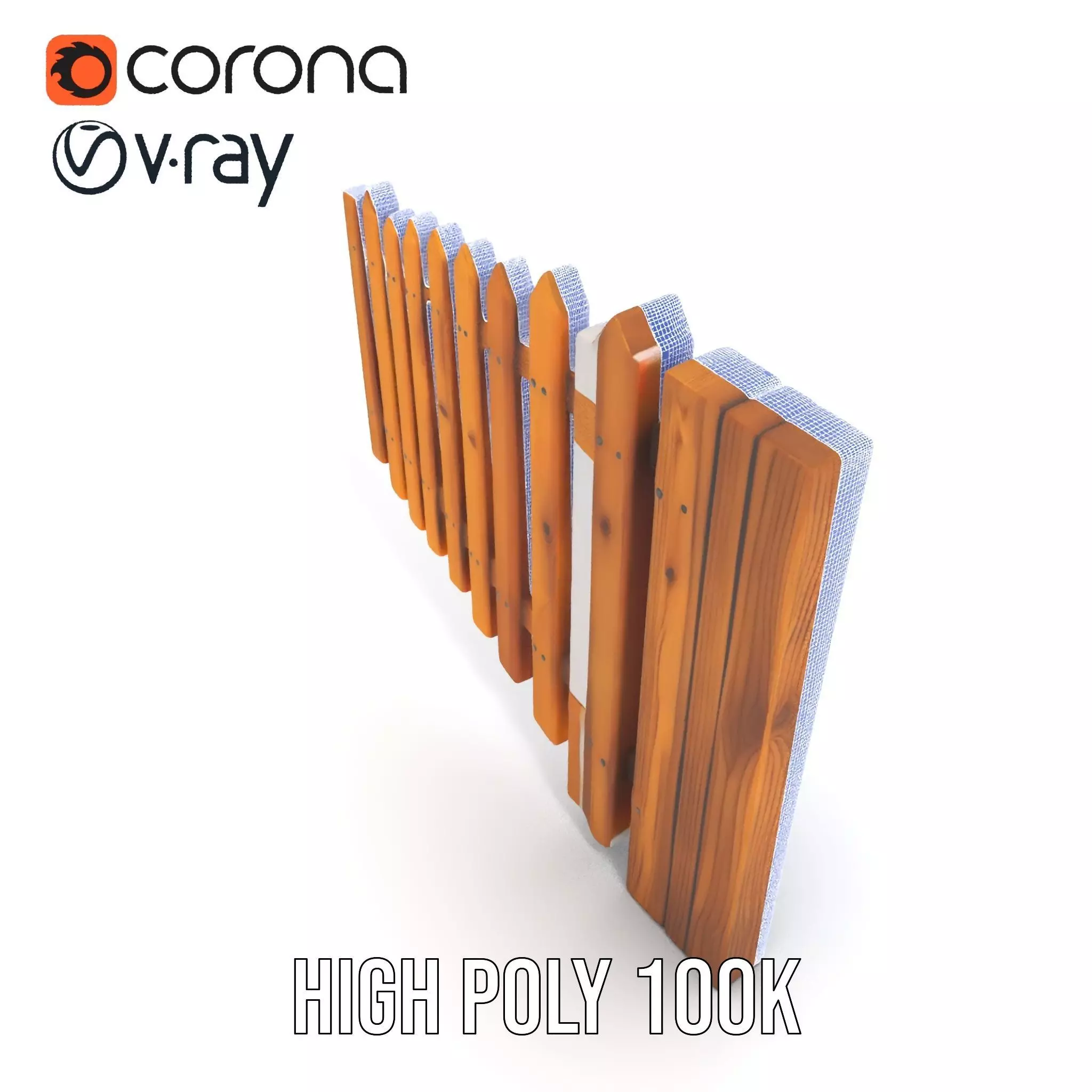 Classic Wooden Fence model pack Low-poly 3D model_29