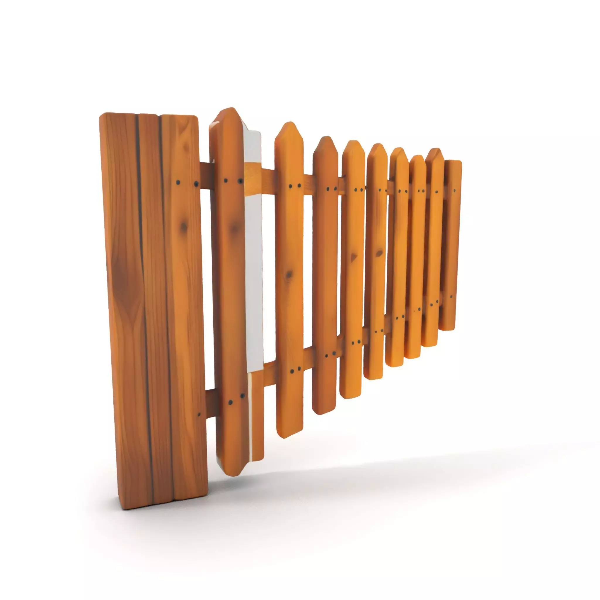 Classic Wooden Fence model pack Low-poly 3D model_0