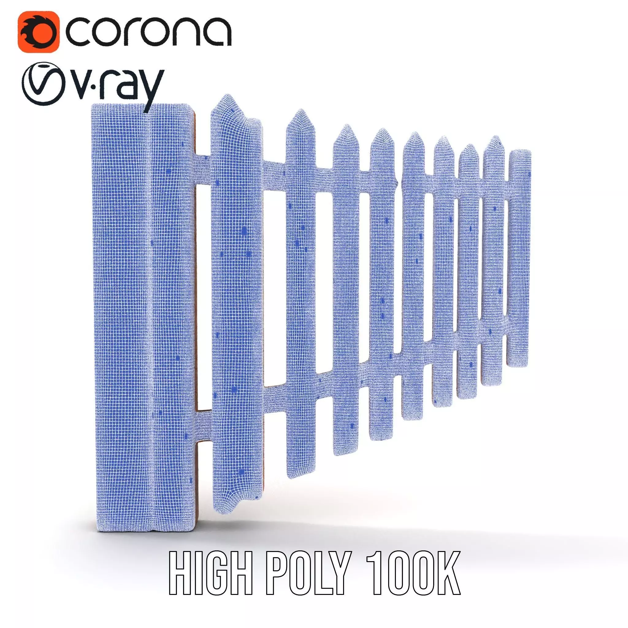 Classic Wooden Fence model pack Low-poly 3D model_32