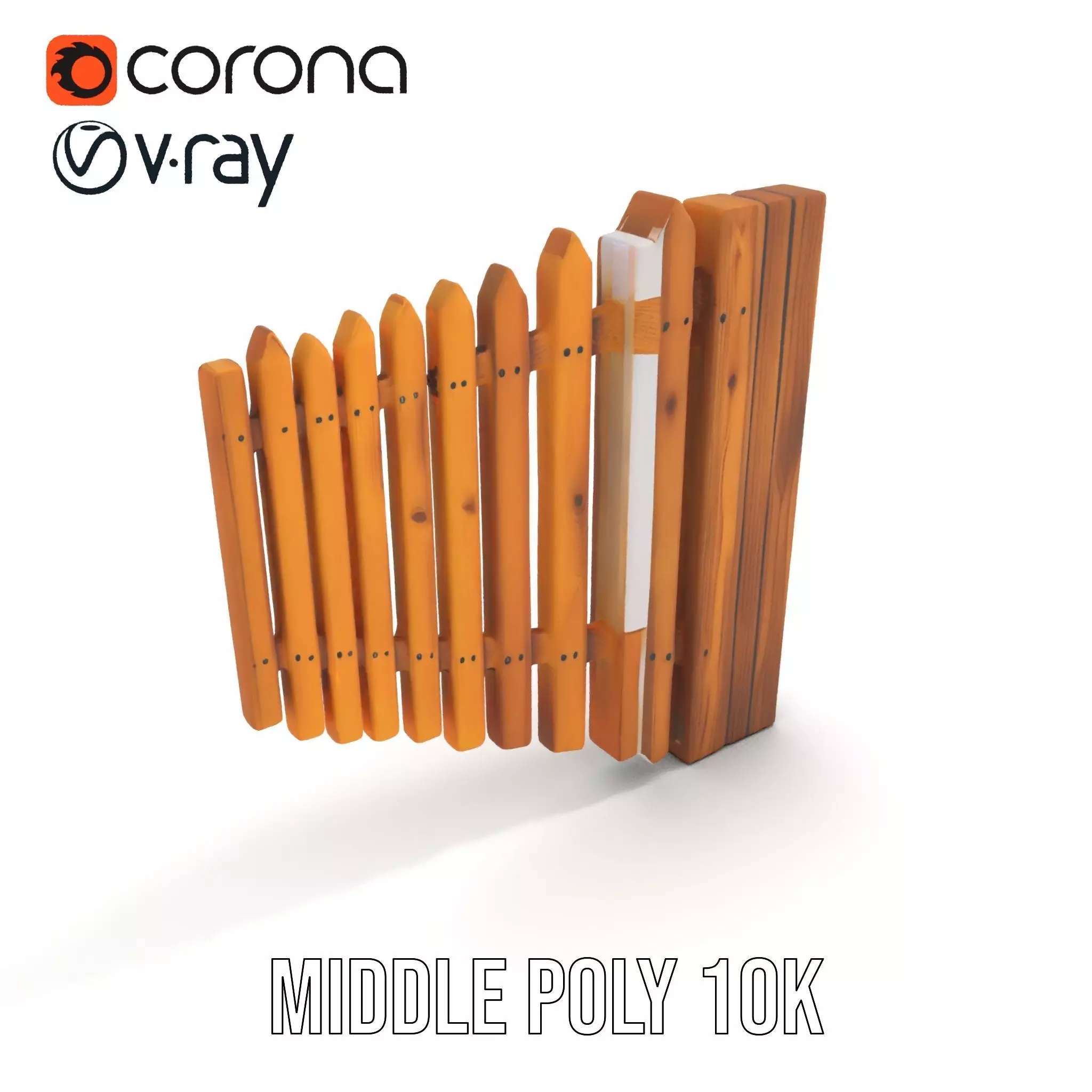 Classic Wooden Fence model pack Low-poly 3D model_27