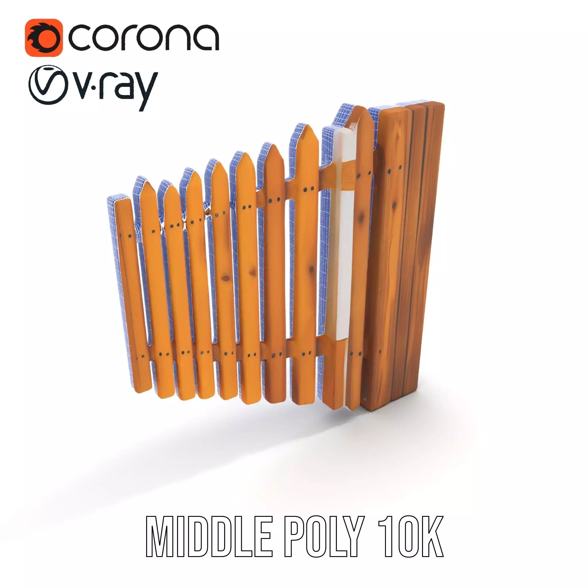 Classic Wooden Fence model pack Low-poly 3D model_13