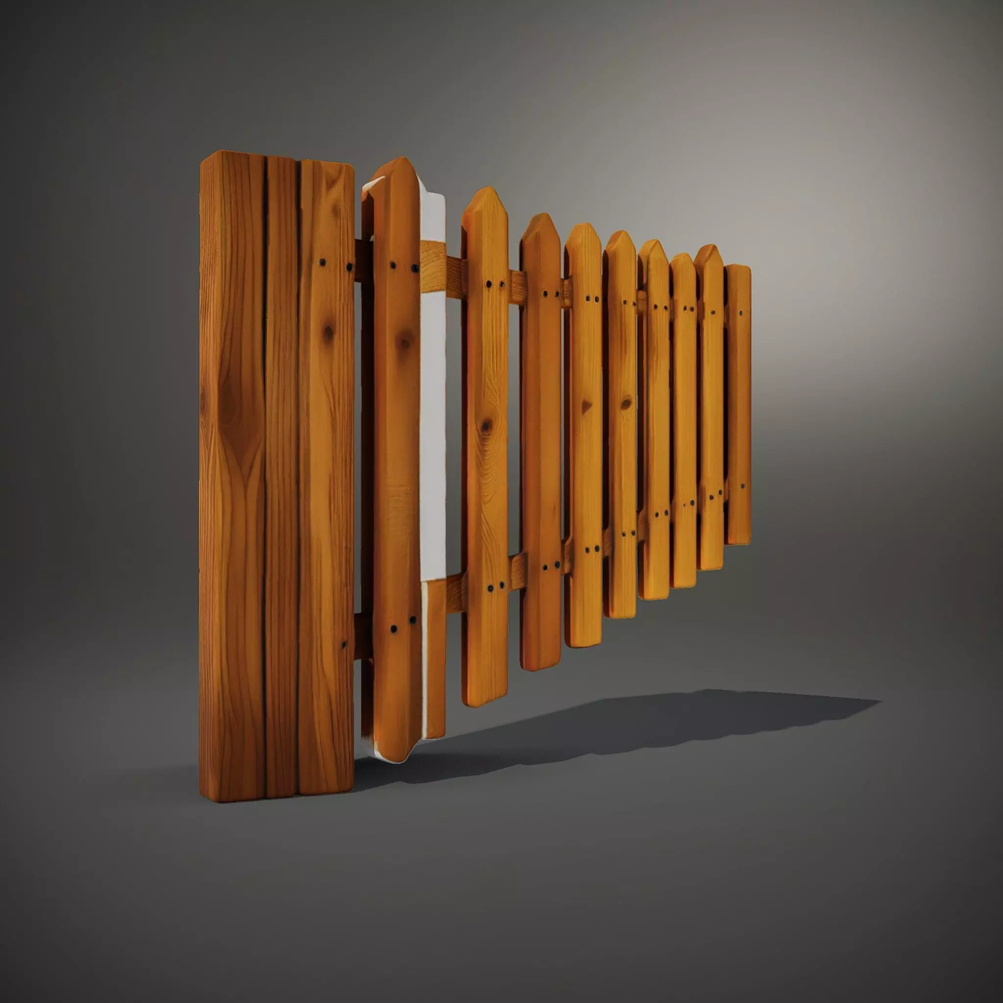 Classic Wooden Fence model pack Low-poly 3D model_34
