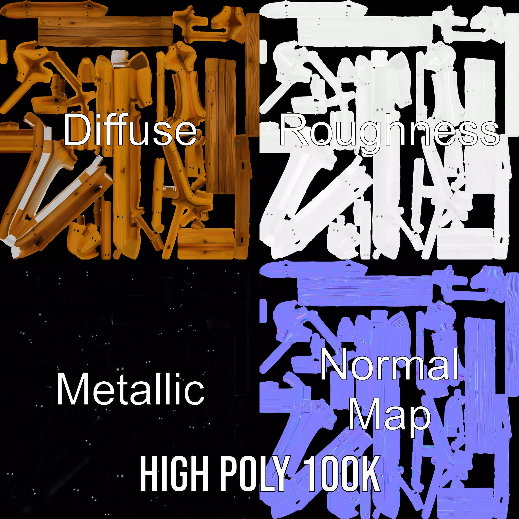 Classic Wooden Fence model pack Low-poly 3D model_4