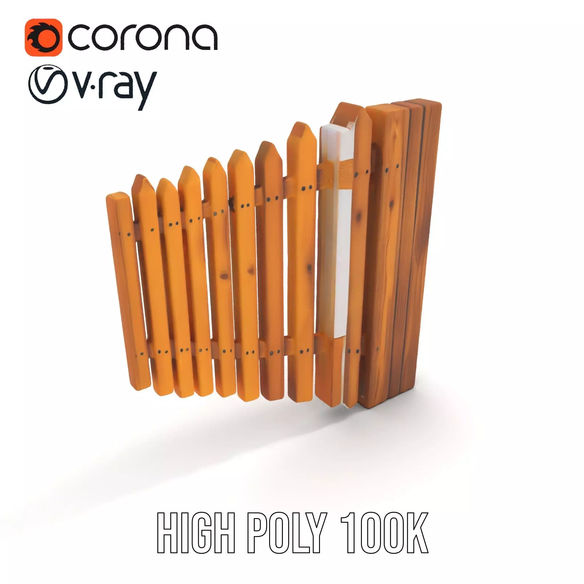 Classic Wooden Fence model pack Low-poly 3D model_12