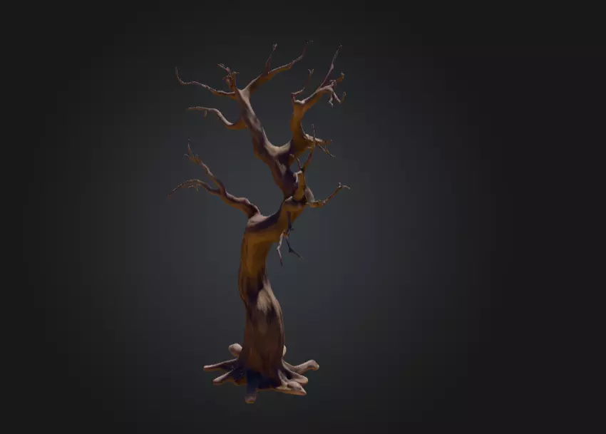 Twisted Dead Tree Low-poly 3D model_2