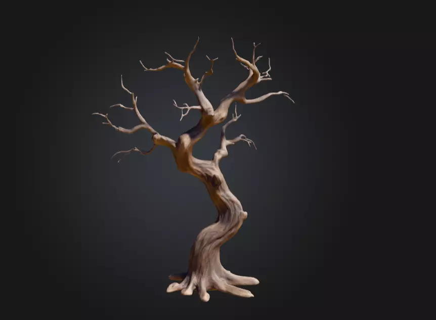 Twisted Dead Tree Low-poly 3D model_0