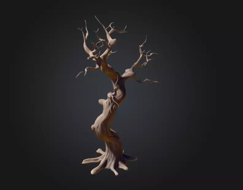 Twisted Dead Tree Low-poly 3D model_4