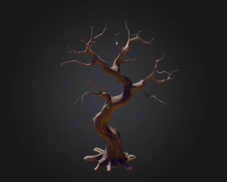 Twisted Dead Tree Low-poly 3D model_3