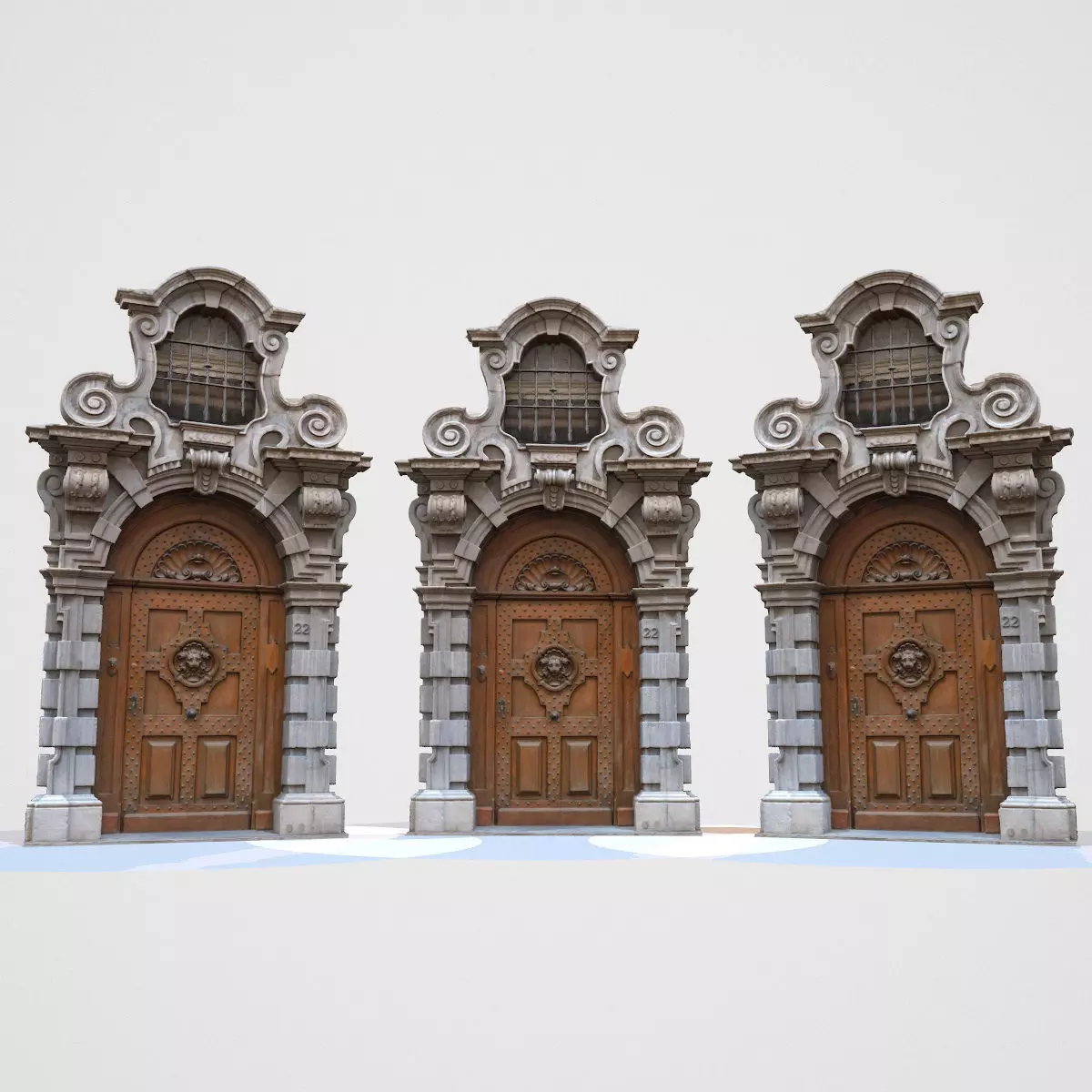 Wooden Door  Low-poly 3D model_0