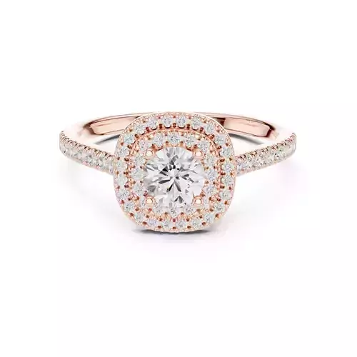 Round Cut Double Halo Diamond Wedding Ring 3DM STL Video