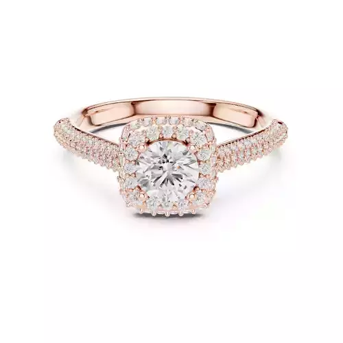 Round Cut Halo and Hidden Halo Diamond Woman Ring 3DM STL Video