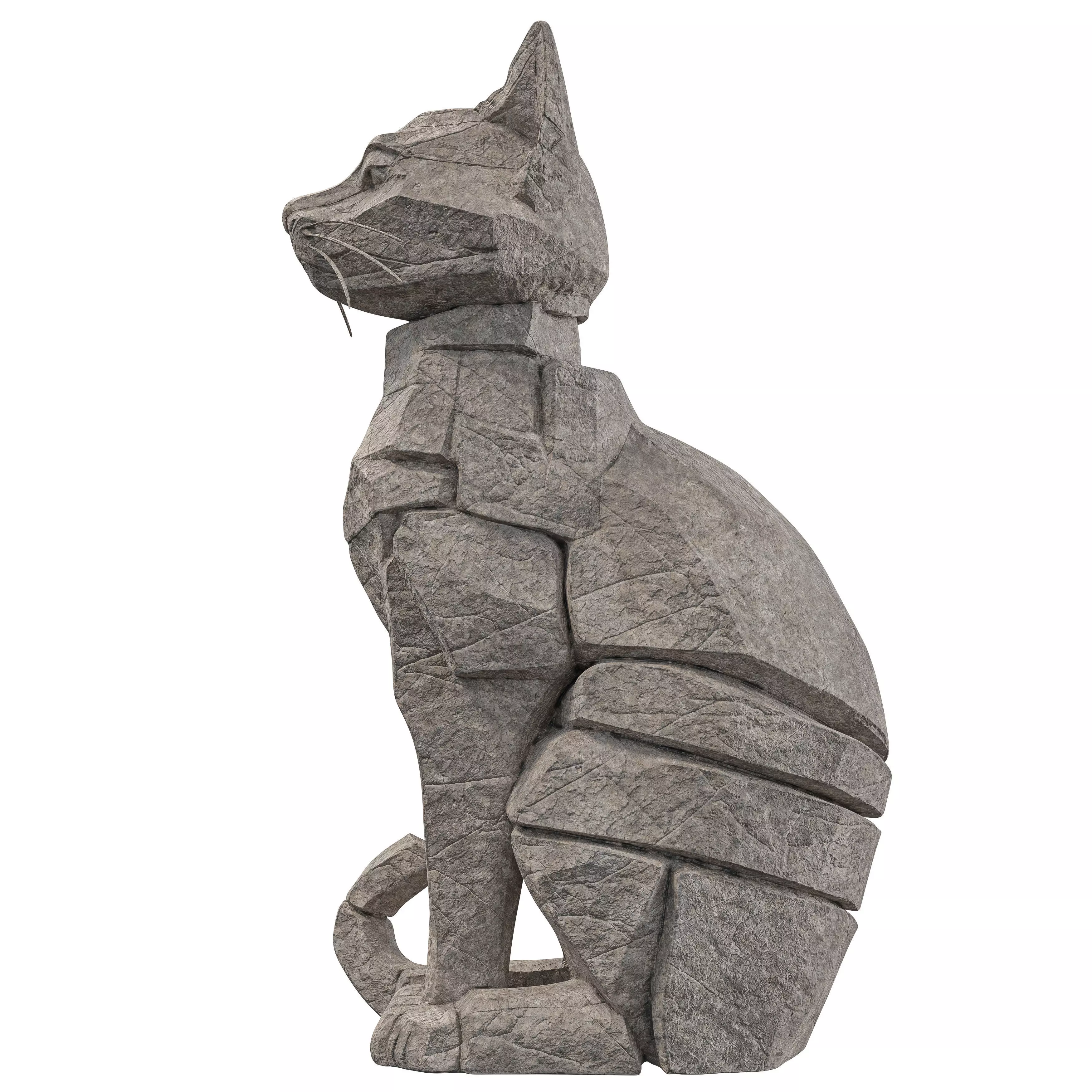 Rocky Cat Statue 3D model_3
